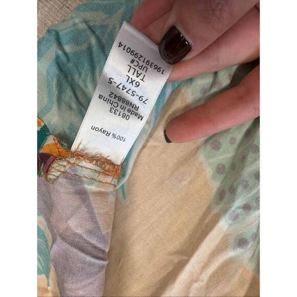 6XLT KingSize Island Printed Camp Paradise Floral Vacation Relaxed Rayon Tshirt - Picture 7 of 7